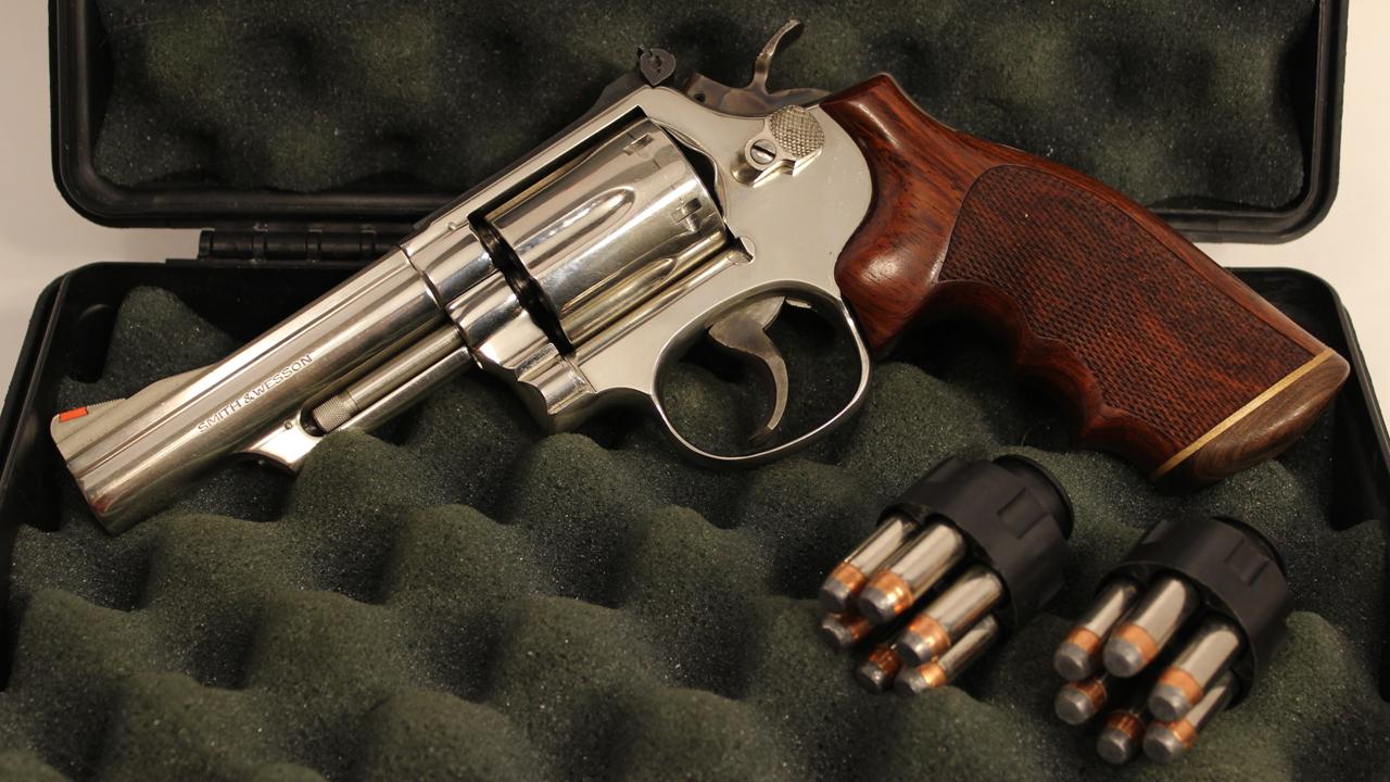 S&amp;W nickeled Model 19-4 with aftermarket cocobolo grips