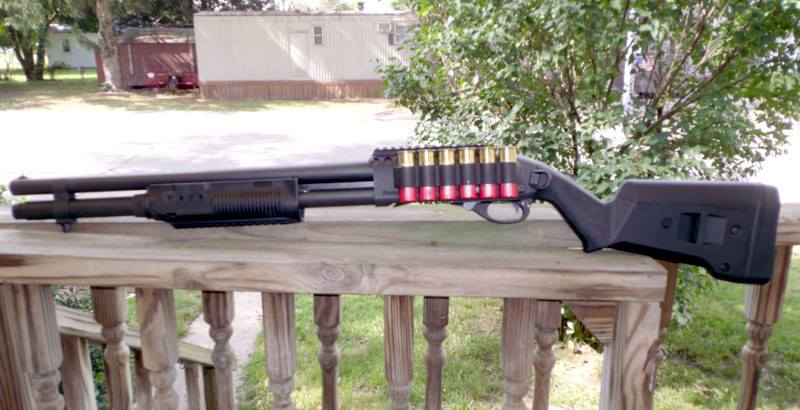 Remington 870 with Magpul Furniture, FAB Defense Forend and Mesa Tactical Sidesaddle Remington 870 with Magpul Furniture, FAB Defense Forend and Mesa Tactical Sidesaddle