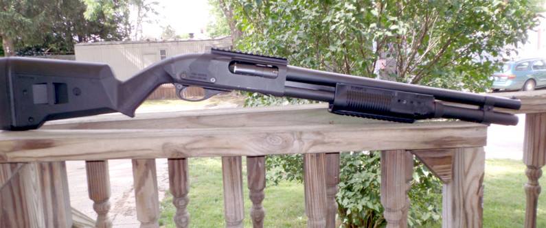 Remington 870 with Magpul Furniture, FAB Defense Forend and Mesa Tactical Sidesaddle Remington 870 with Magpul Furniture, FAB Defense Forend and Mesa Tactical Sidesaddle