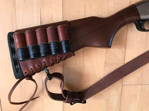 Remington 870 Police Marine Magnum with Leather Ammo Carrier
