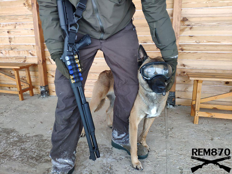 Remington 870 Police, Malinois Dog and Rex Specs glasses