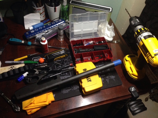 Drilling out the dimples.