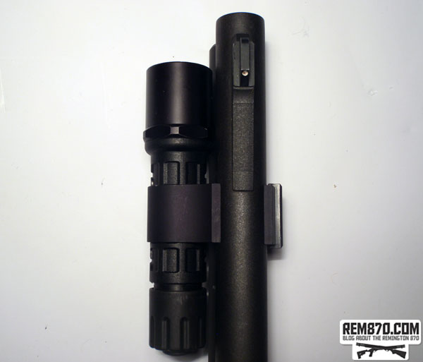 SureFire G2 Nitrolon LED Flashlight on CDM Gear Clamp on Remington 870