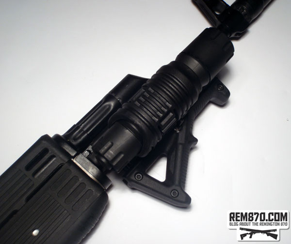 FAB Flashlight Picatiny Rail Adaptor with Streamlight Polytac on AK-47
