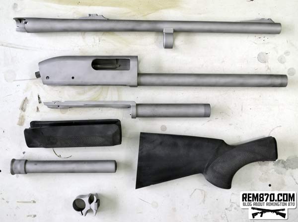 Remington 870 Parts After Sandblasting Remington 870 Parts After Sandblasting