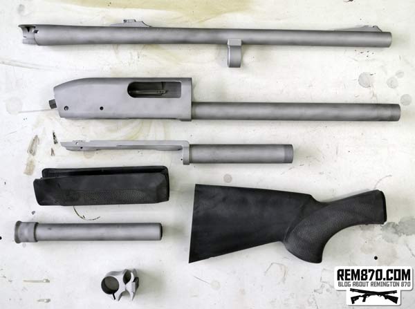 Remington 870 Parts After Sandblasting