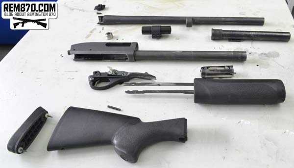 Disassembled Remington 870, Ready for Sandblasting, Degreasing and Painting Disassembled Remington 870, Ready for Sandblasting, Degreasing and Painting