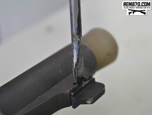 Remove front sight before sandblasting and painting Remove front sight before sandblasting and painting