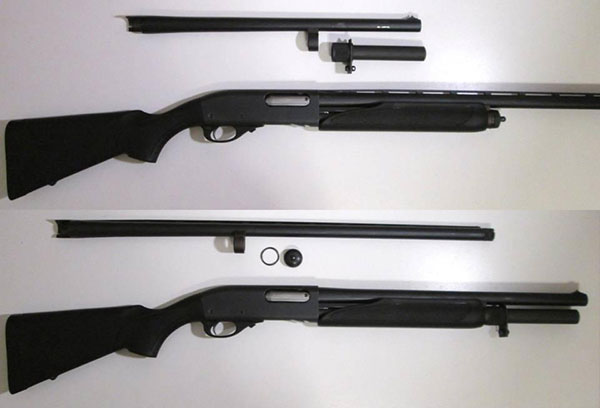 Remington 870 with and without Magazine Extension