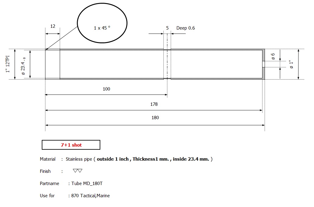 Remington 870 Extension Drawing