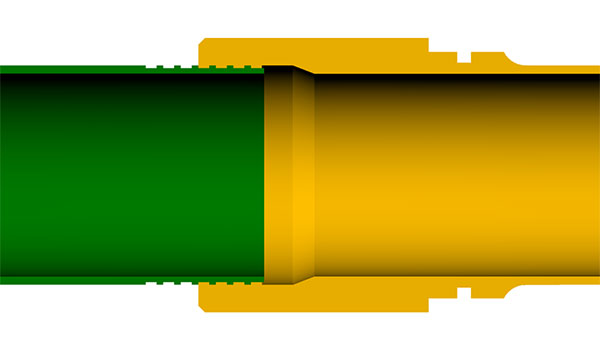 Illustration of the remaining gap between the base magazine tube and the extension’s tube section with the magazine tube threaded a typical .3” into the extension