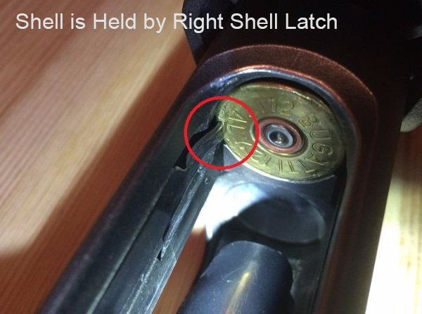 Right Shell Latch Holds Round, Remington 870