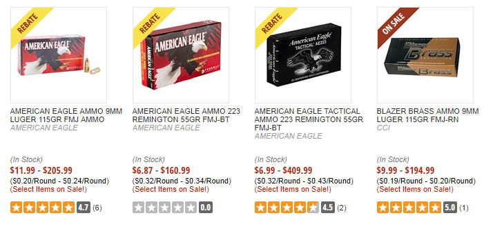 Shotgun, handgun and rifle ammo