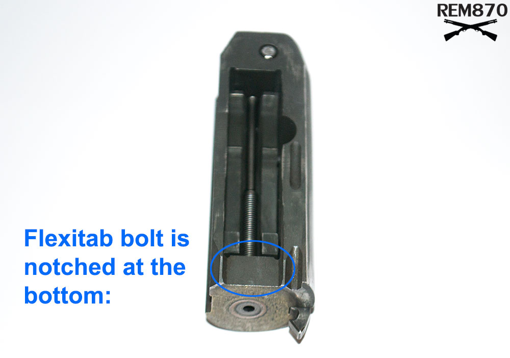Remington 870 Flexitab bolt is notched at the bottom