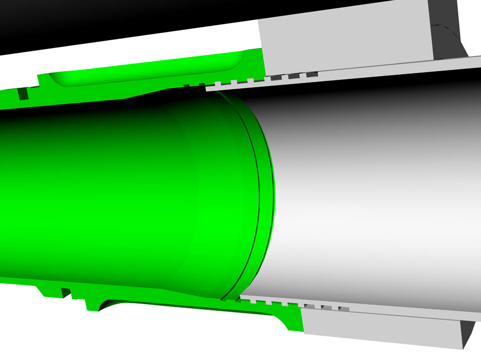 Cross-section of extension throat