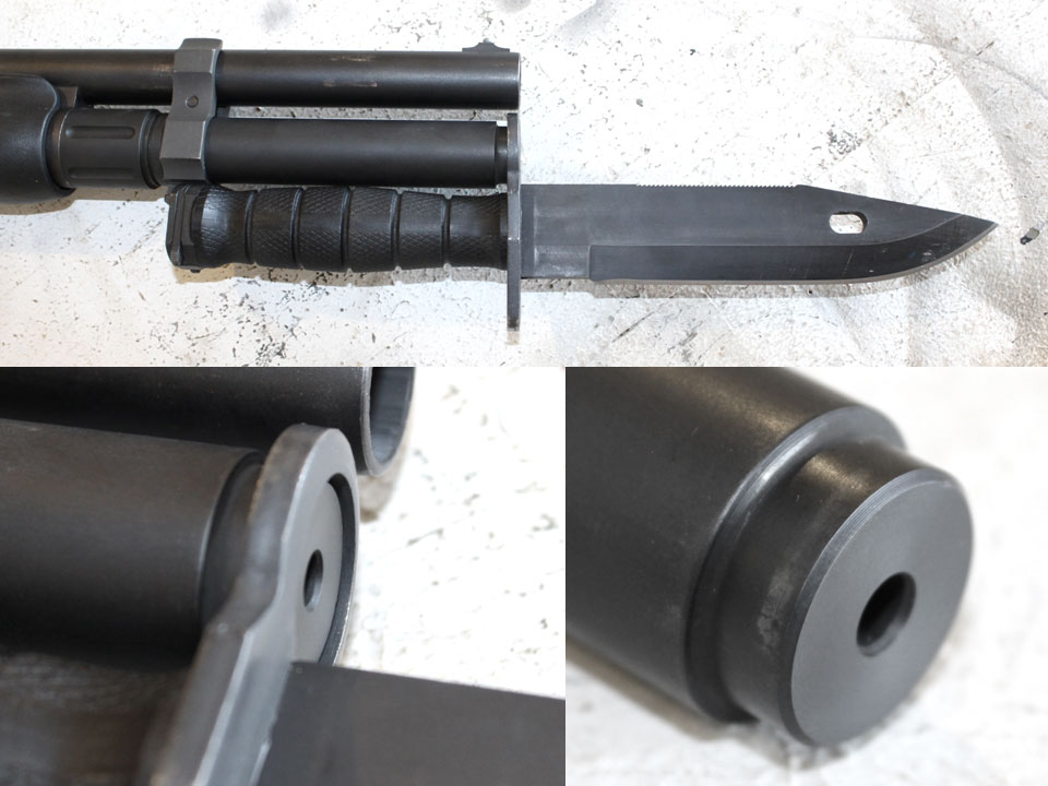 Loose attachment of bayonet with S&J’s rear lug, with finish wear from shooting with the loose bayonet at bottom right.