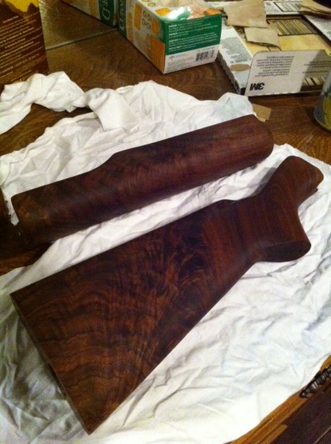 Refinished Stock and Forend of the Remington 870 Shotgun