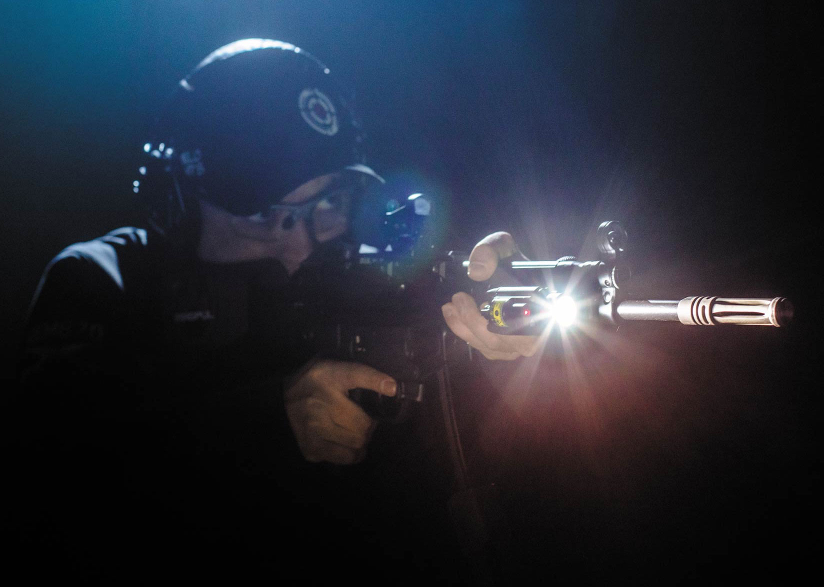 Author, Vitaly Pedchenko, Testing Olight Baldr with Red Laser Sight